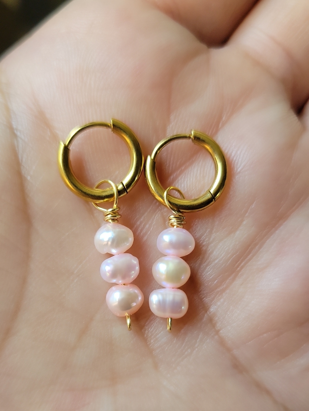 Pink Pearl Dangle Set
